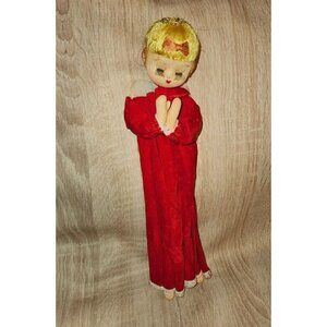 Vintage Herman Pecker Stockinette Praying Angel Christmas Decor 13" Plush Figure